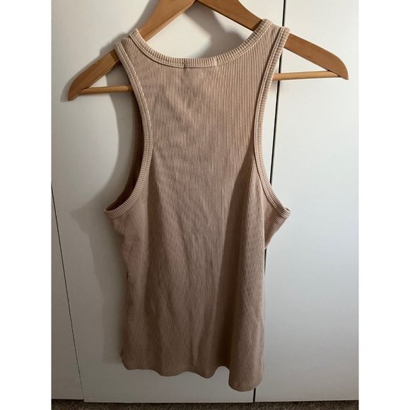 AGOLDE High Neck Rib Knit Latte Brown Tank Top Womens Sz Large L EXC - Picture 4 of 7